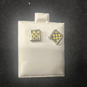 Chic Silver and Yellow Square Earrings